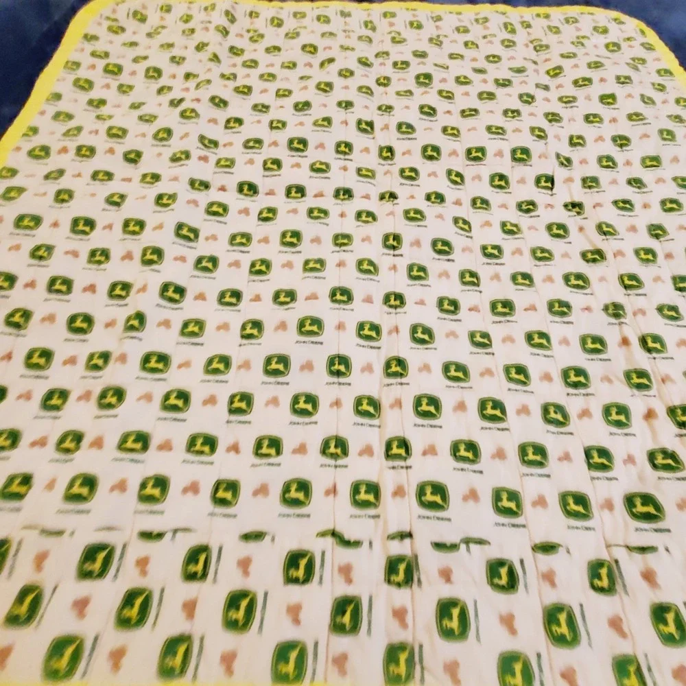 John Deere Tractor Baby Toddler Quilt Handmade Handcrafted Approx 35